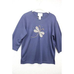 Quaker Factory 3/4 Sleeve Tunic Top-Small-Beaded Dragonfly